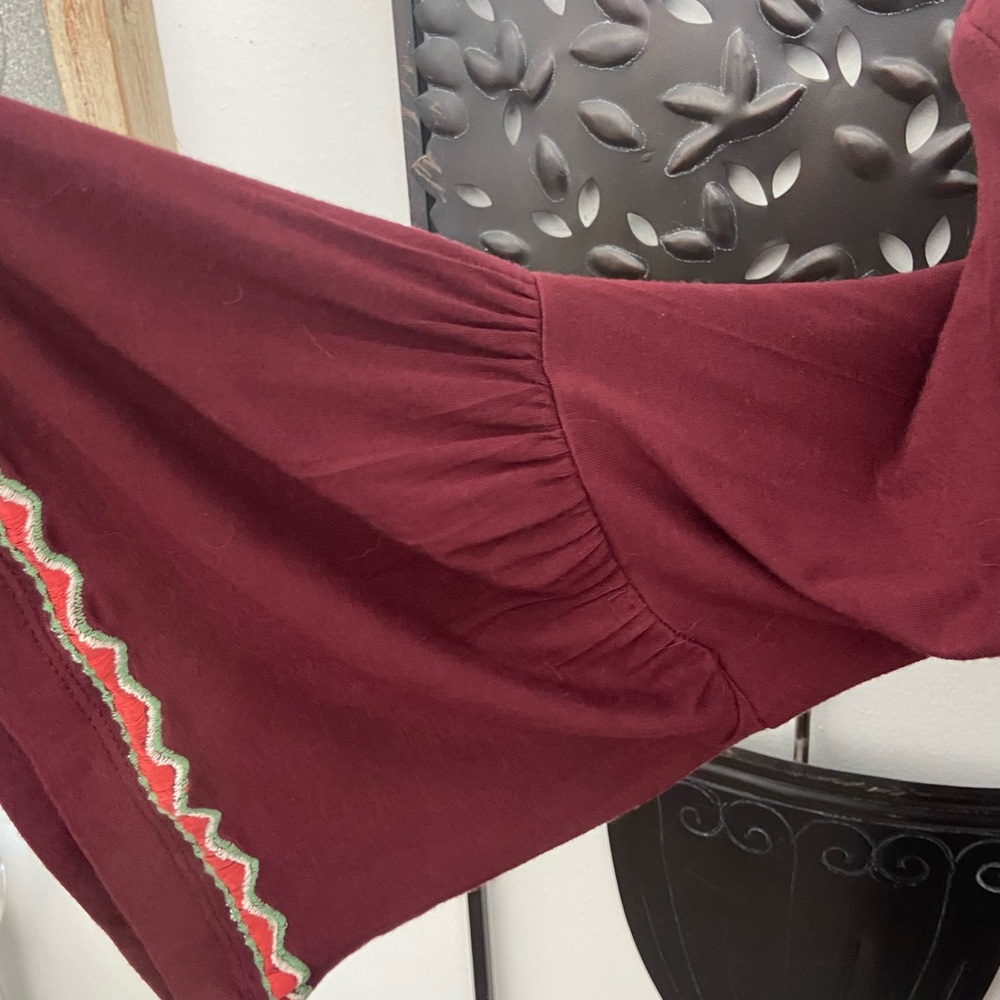 Embroidered Burgundy Boho Dress - Picture 4 of 4